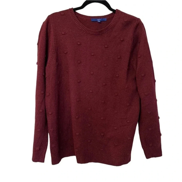Apt. 9 Swiss Dot Maroon Long Sleeve Sweater Size Large GUC - Picture 1 of 9